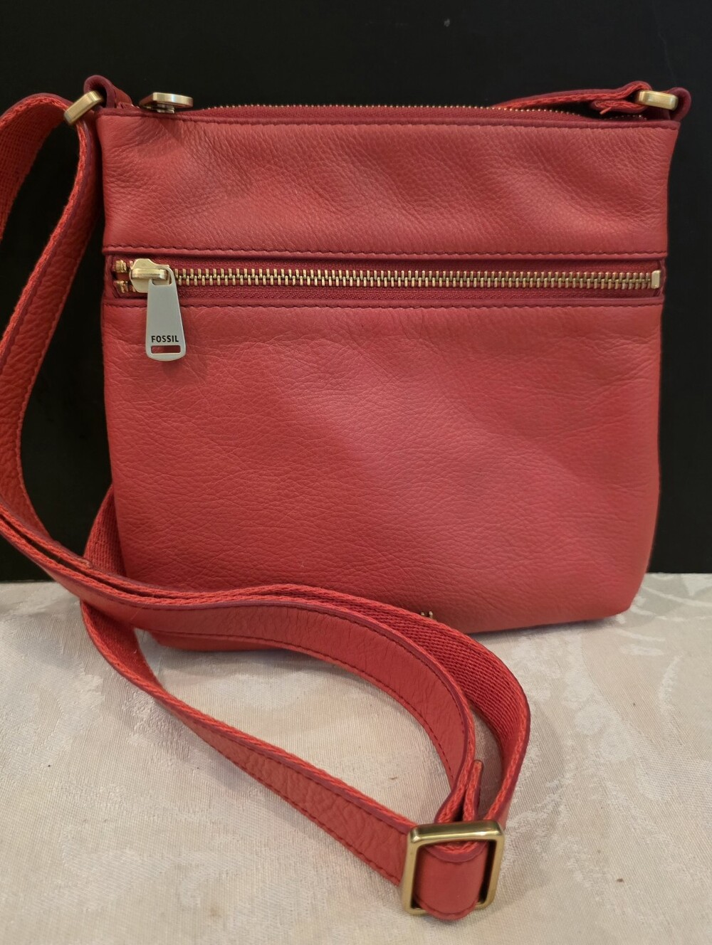Fossil Women's Mini Piper Leather Crossbody Bag Tomato Red NWOT